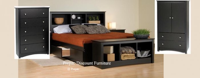 FULL MATED BEDROOM SET â BED, HEADBOARD, AMOIRE, CHEST, BENCH