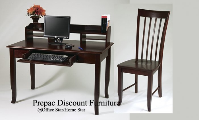 SOLID WOOD COMPUTER WRITING DESK & CHAIR WINE STAIN