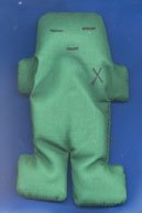 Green, money/luck drawing Voodoo doll