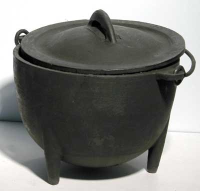 Cast Iron Cauldron Large Bowl with Cover