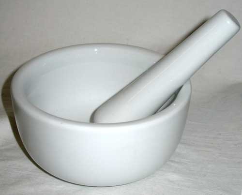 Mortar/Pestle White Large 4"
