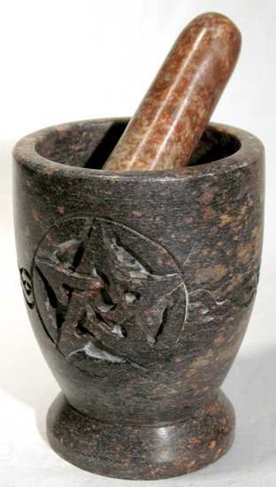 Stone Pentagram Mortar and Pestle Set