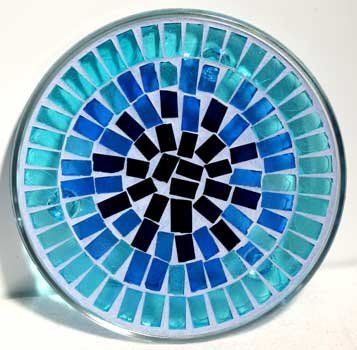 Candle Holder: Blue Mosaic Plate