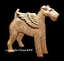 Airedale Guardian Angel Dog Pin (Wire Fox, Welsh or Irish Terrier)