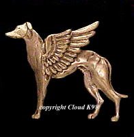Standing Greyhound Guardian Angel Dog Pin Whippet Angel Dog