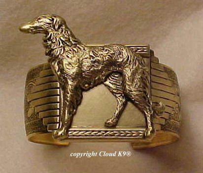 Standing Borzoi CUFF BRACELET Russian Wolfhound *Signed* Jewelry