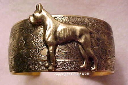 Boxer Dog CUFF BRACELET *SIGNED* Jewelry