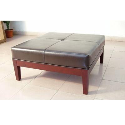 The Winston Ottoman / Table - Dark Brown Leather