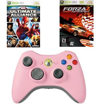 Girls Holiday Bundle - 2 Great Games and a Pink Wireless Controller for Xbox 360