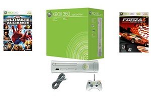 Xbox 360 Core Console Video Game System with 2 New Great Games