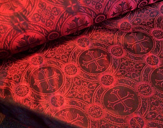 Red Black Celtic Cross Vestment Brocade