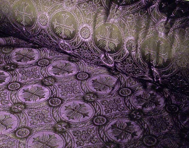 Purple Black Celtic Cross Vestment Brocade