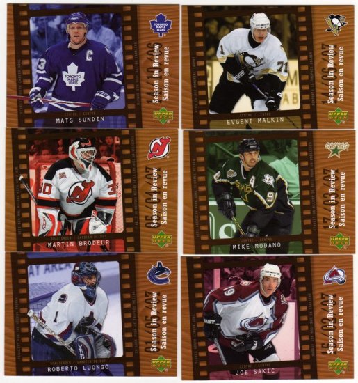 07/08 McDonalds of Canada Hockey Card Season in Review Complete 6 Card Insert Set, PACK FRESH!