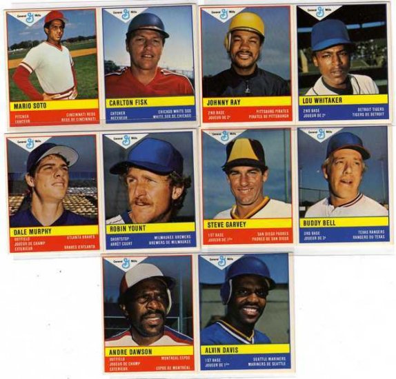 1985 General Mills MLB 5 Baseball Sticker Lot, Carlton Fisk, Steve Garvey, Andre Dawson