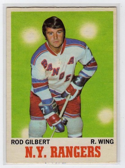 1970/1971 O-Pee-Chee NHL Hockey Card #63, Rod Gilbert New York Rangers, Mid Grade