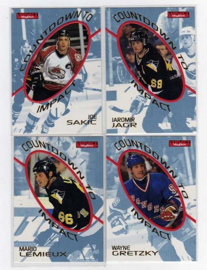 1996/1997 SkyBox NHL Hockey Inserts - Countdown To Impact w/ Wayne Gretzky, Mario Lemieux +