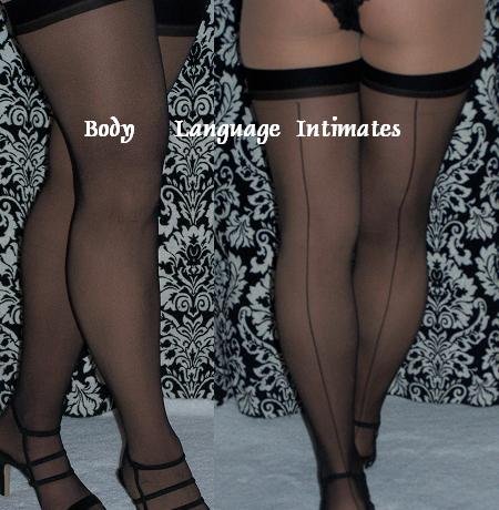 BLACK SHEER STOCKINGS w/BACKSEAMS PLUS SIZE XL-2X