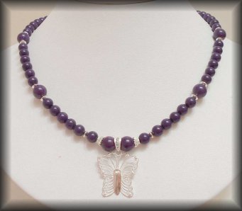 Twilight Butterfly - Silver gemstone necklace