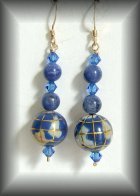 Blue Globe earrings with gold vermeil
