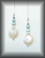 Silver Coin pearl earrings