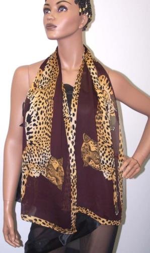 POMPEII CHEETAH TEXTURED SILK GEORGETTE SCARF-SWEET CHOCOLATE