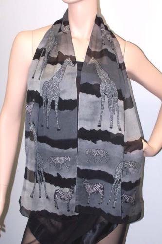 TEXTURED SILK GEORGETTE SCARF-DON'T RAIN ON MY ANIMAL PARADE