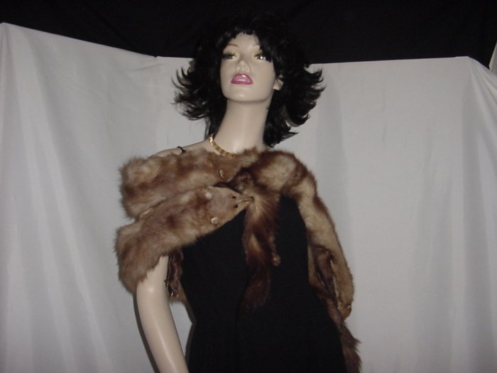 mink shawl with head