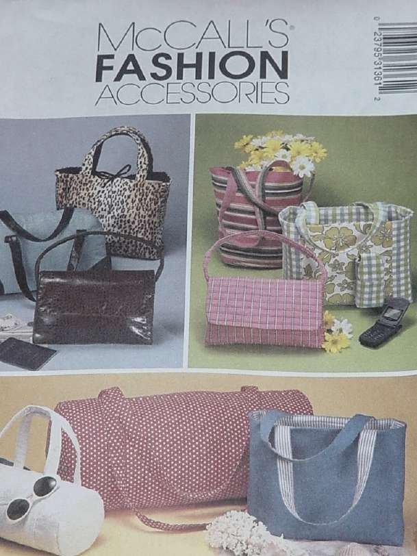 McCalls 3136 Fashion Accessories Sewing Pattern Purses Bags Totes 124