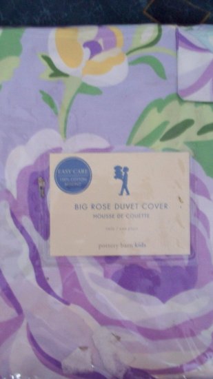 New Pottery Barn Kids Twin Duvet Big Rose Purple