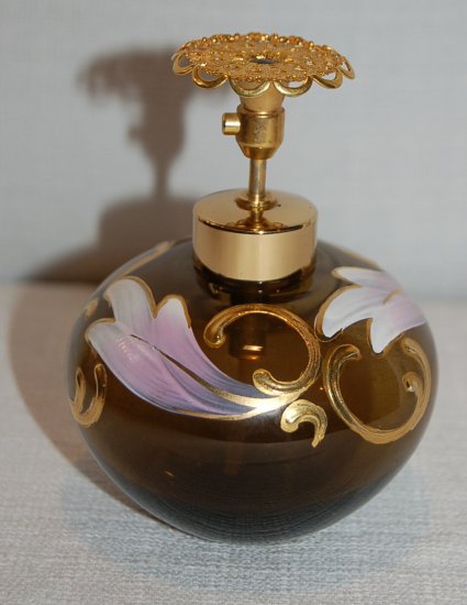 Topaz Colored Glass Perfume Bottle / Atomizer