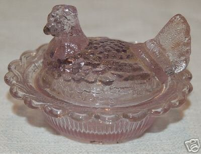 Mosser Lilac Glass Hen On Nest Salt Dip