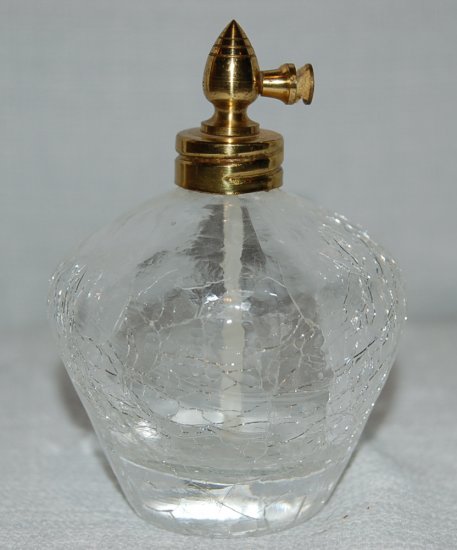 Vintage Clear Crackle Glass Perfume Atomizer / Bottle