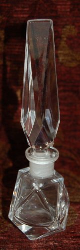 Clear Crystal Perfume Bottle w/ Tall Slender Stopper