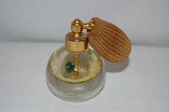 Vintage Crackle Glass Perfume Atomizer / Bottle
