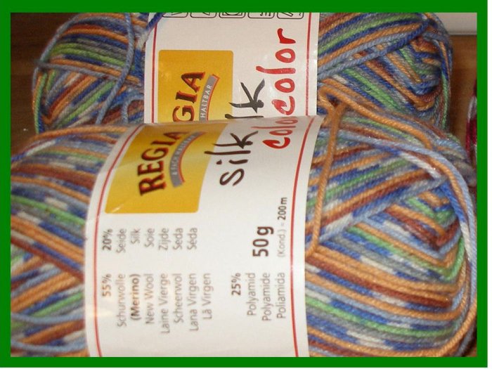 YARN - Regia - SILK COLOR - Blue, Green, Orange, White (0184) - MACHINE WASH