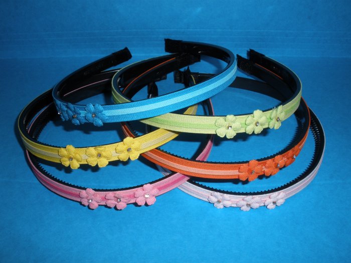 Hair Head Band LOT - Colored, Striped Flowers