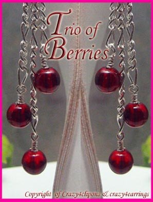 Dangling Red Berries Earrings - Med-Lrg