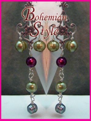 Multicolored Pearl Boho Dangling Earrings