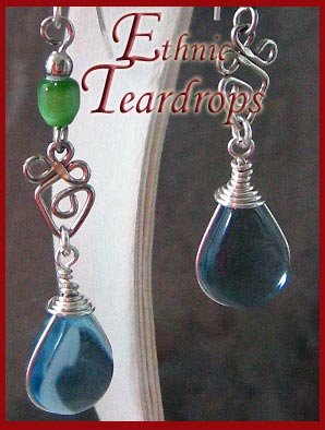Ethnic Blue Murano teardrop dangling earrings