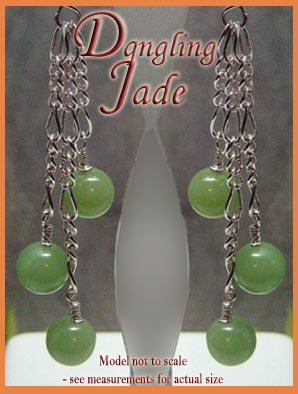 Jade beads Dangling Silver Earrings