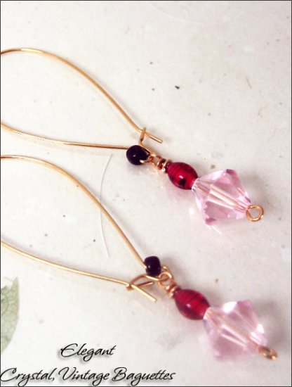 Gold Plated: Crystal Long ear wire dangling earrings