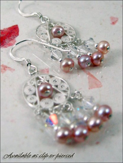 Sterling silver: Romantic chandelier earrings