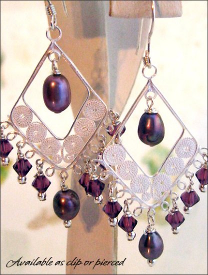 Sterling silver: Fabulous Swarovski chandelier earrings