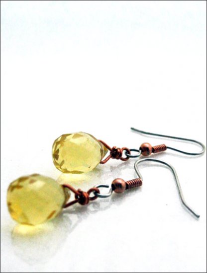 Copper: Crystal teardrop earrings