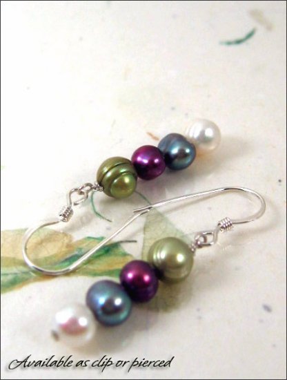 Sterling silver: Multicolored pearl earrings