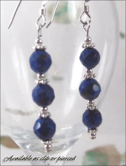 Sterling silver: Lapis Lazuli blueberry earrings