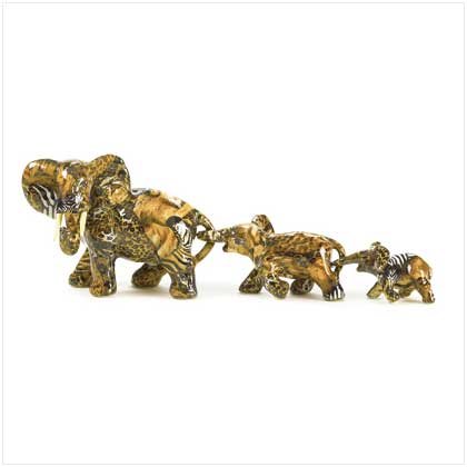 PATCHWORK ELEPHANT FAMILY FIGURINES