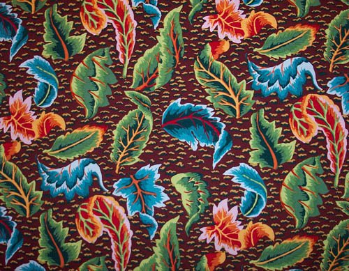 Kaffe Fassett Embroidered Leaf Brown Fabric