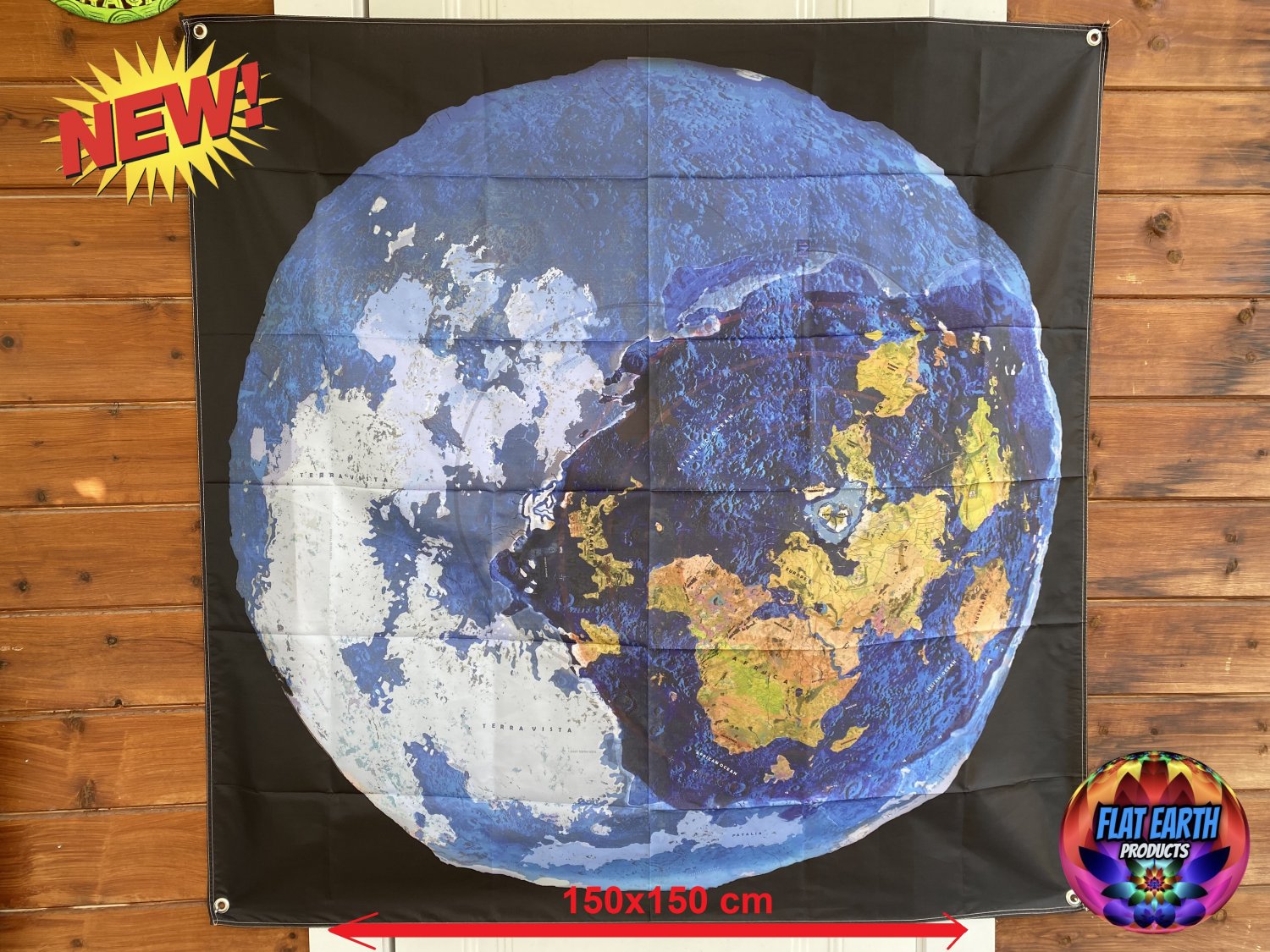 Flat Earth Projection Pangaia Plasma Moon World Map Size X Cm Flag