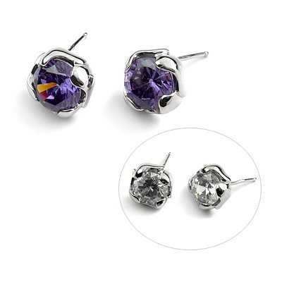 24891-Sterling silver ear pins with Rhinestones